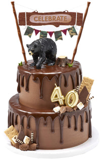 DecoSet Wild Black Bear Cake Topper, Ready to Use Cake Decoration, Food Safe Strong Plastic Animal Figurine