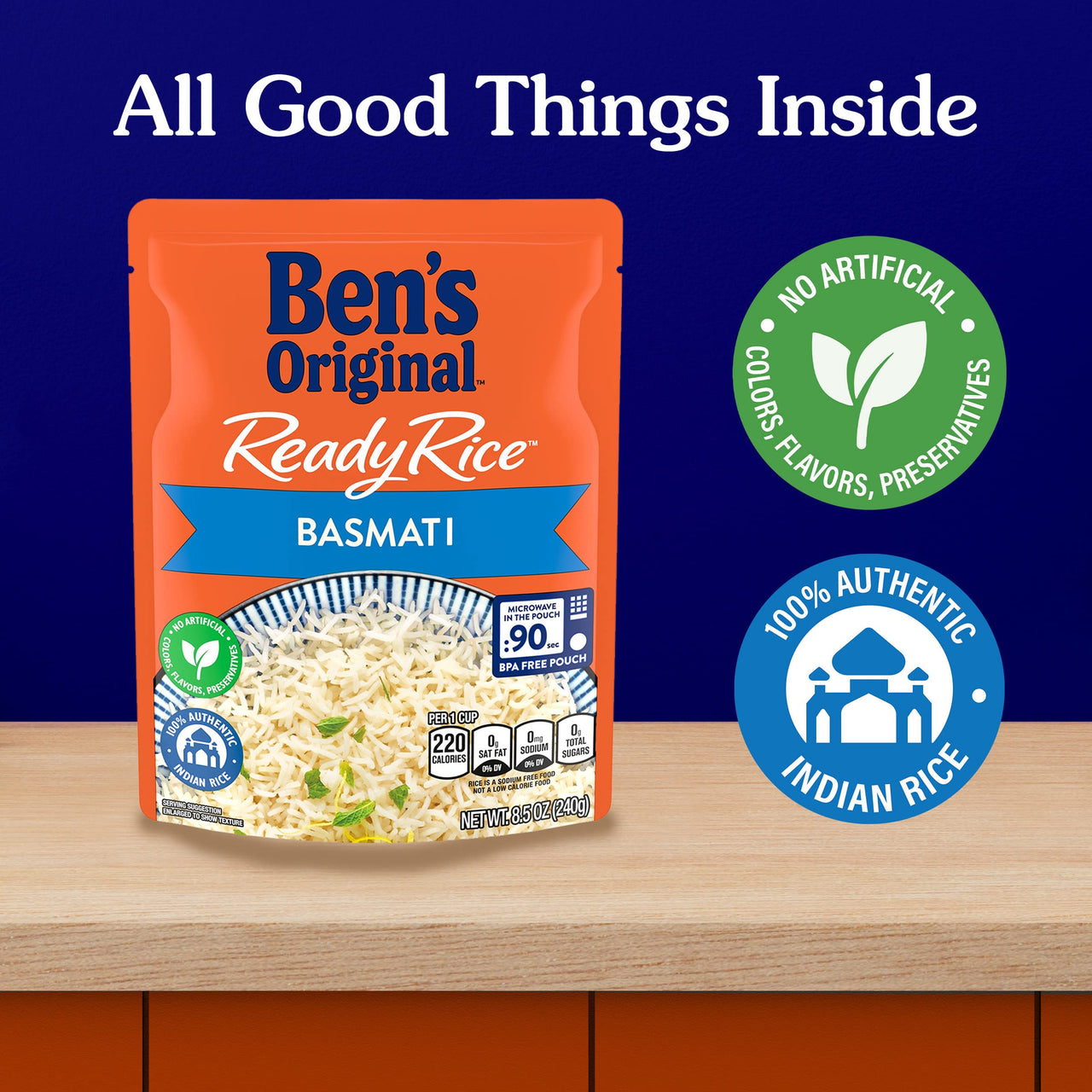 BEN's ORIGINAL Ready Rice Basmati Rice, Easy Side Dish, 8.5 oz Pouch