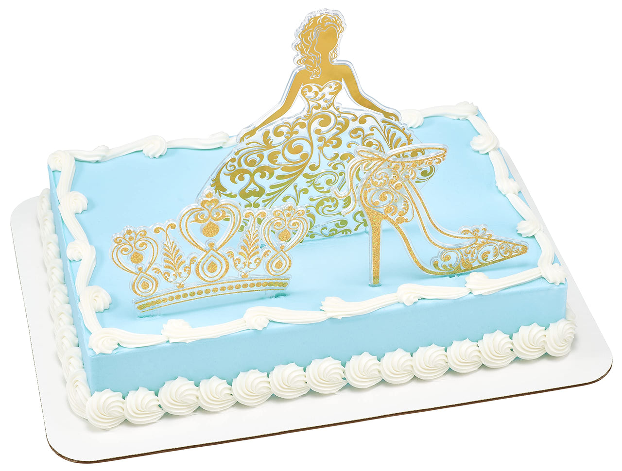 DecoPac QUINCEANERA Cake Decorating Kit, XL-GOLD Cake and Cupcake Toppers for Girls Sweet 15 Birthdays and Parties, Quince Aos