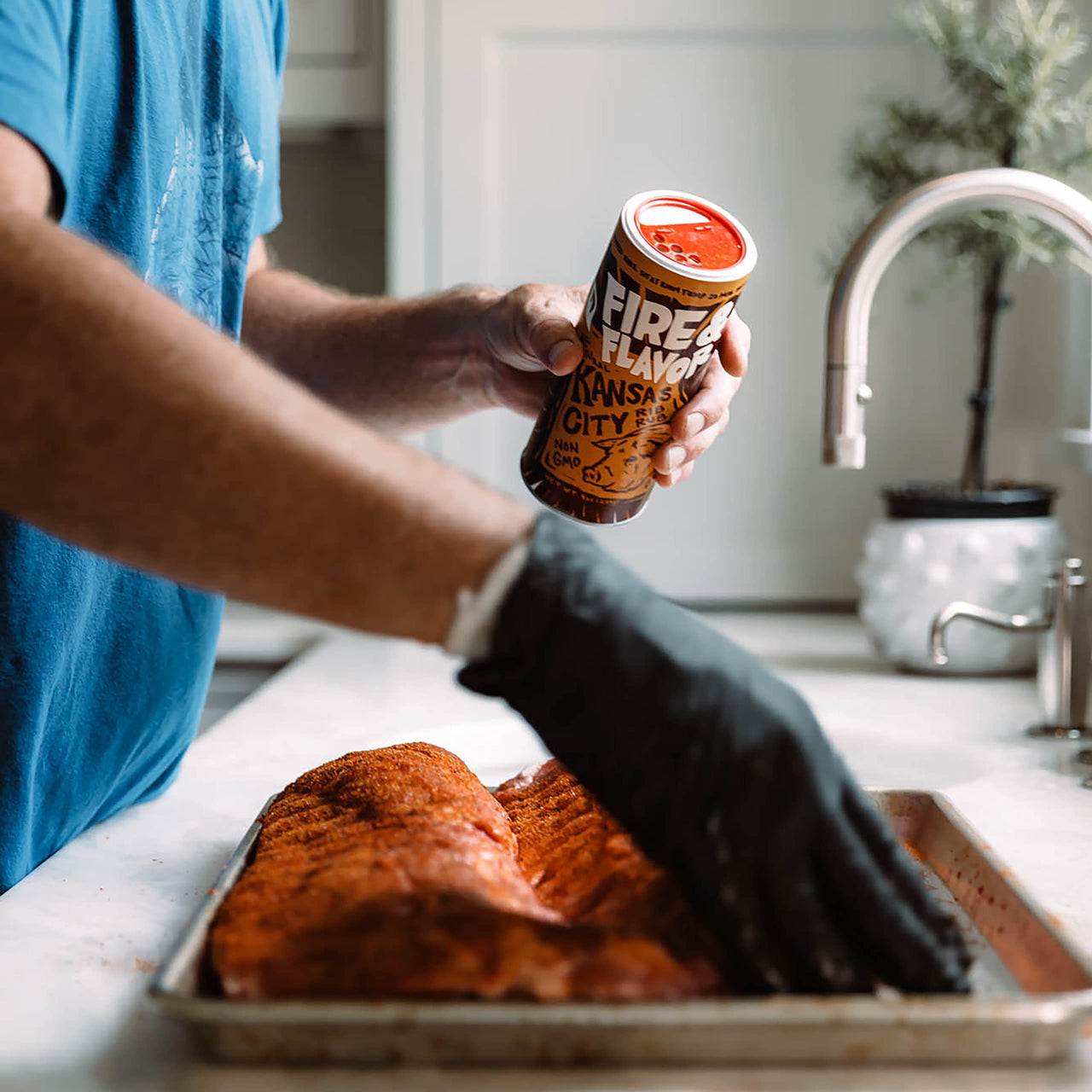 Fire & Flavor Kansas City Rib Rub, Authentic Kansas City BBQ Flavored Dry Seasoning for Ribs, Signature Blend, Gluten Free, Kosher, GMO Free, 9oz