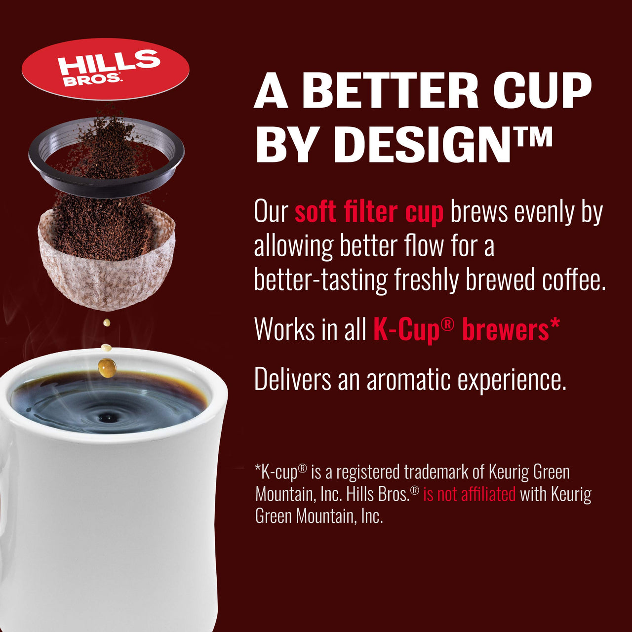 Hills Bros Single Serve Coffee Pods, Hazelnut, Medium Roast, 12 CountKeurig Compatible, Roasted 100% Arabica Coffee, Slightly Sweet and Nutty Flavo