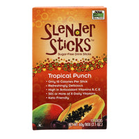 NOW Foods, Slender Sticks, Tropical Punch, 15 Calories Per Stick, Refreshingly Delicious, with Antioxidant Vitamins A,C, E, 12/Box