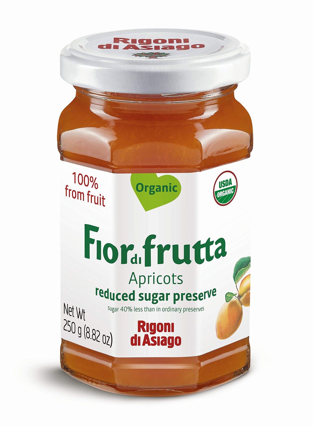 Rigoni di Asiago Fiordifrutta Organic Fruit Spread, Apricot, 8.82 Ounce Pack of 6