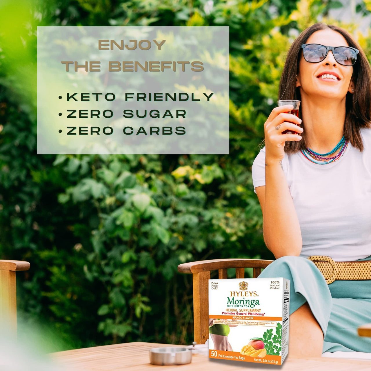 Hyleys Tea Moringa Oleifera with Mango Flavor - 50 Tea Bags (Miracle Tree Tea)