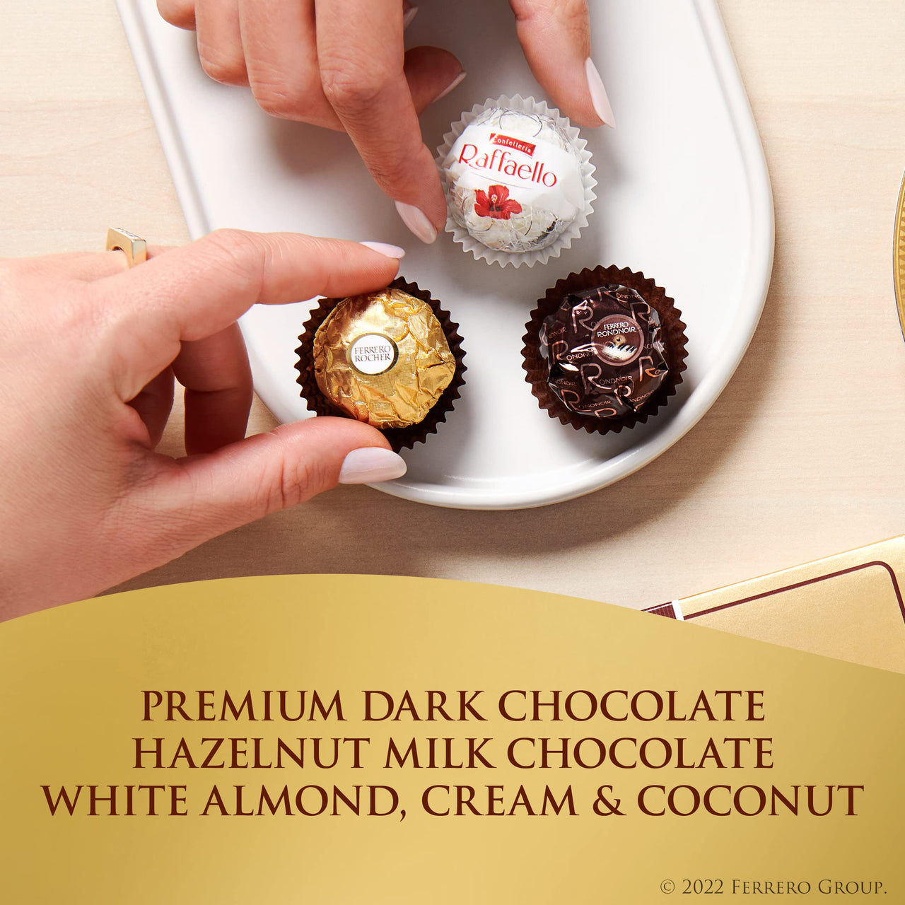 Ferrero Collection Premium Gourmet Assorted Hazelnut Milk Chocolate, Dark Chocolate and Coconut, A Great Easter Gift, 6.1 oz, 16 Count