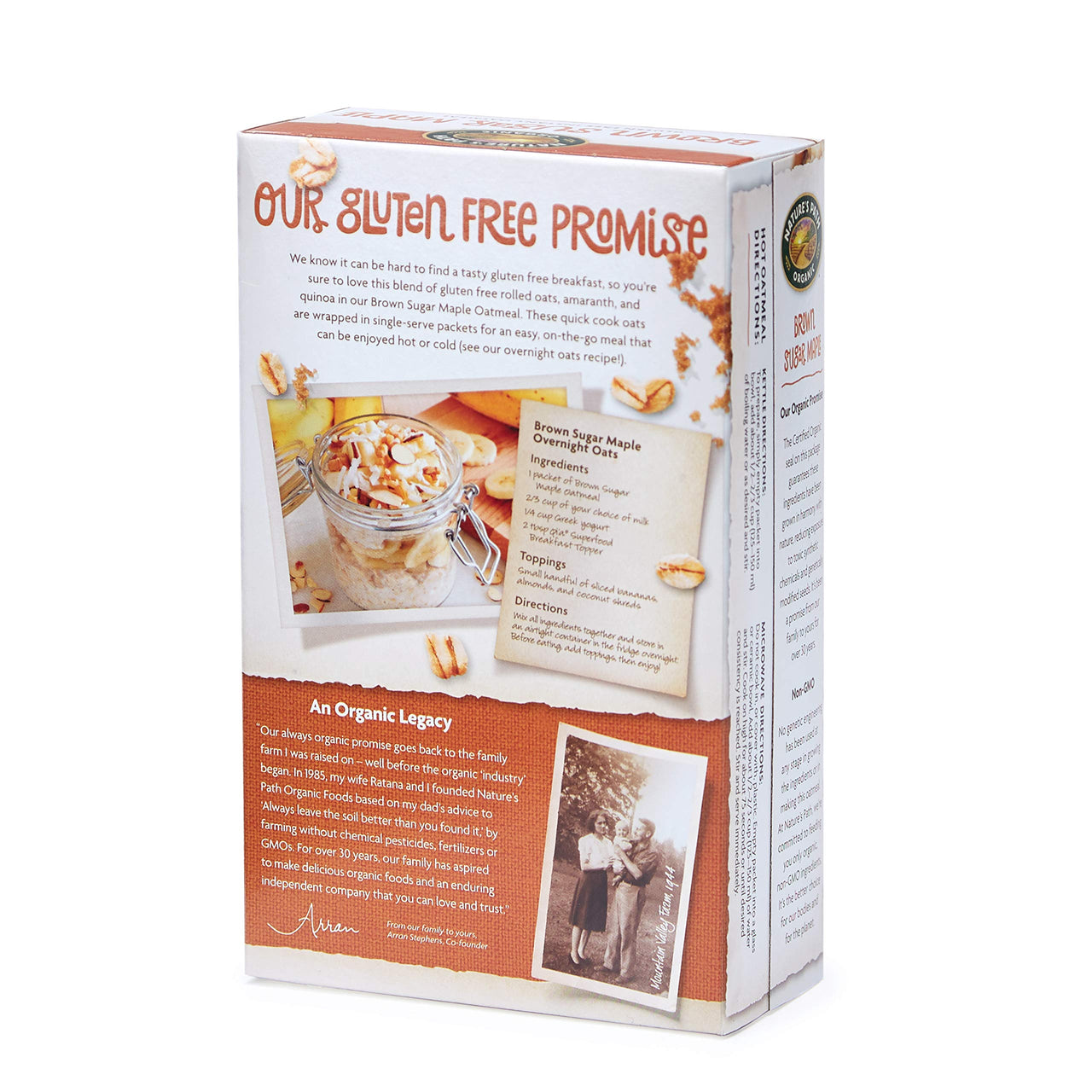 Nature's  Path Organic Gluten Free Brown Sugar Maple Instant Oatmeal, 8 Packets, Non-GMO, 31g Whole Grains, 4g Plant Based Protein, 11.3 Ounce