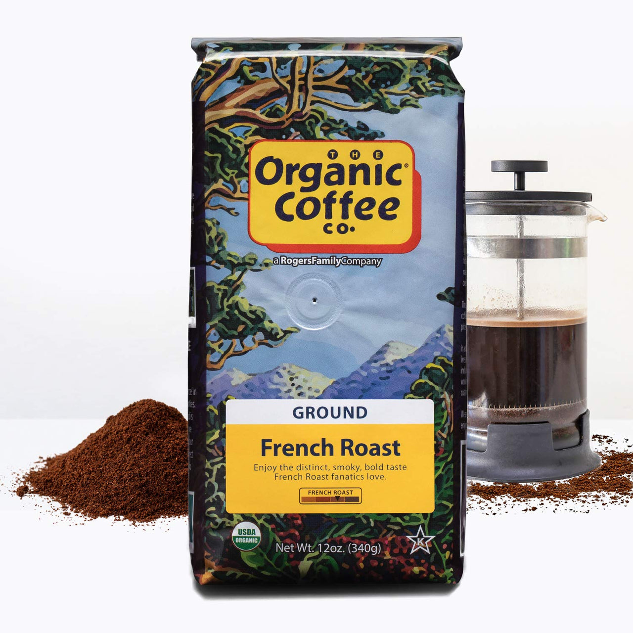 The Organic Coffee Co. Ground Coffee - French Roast (12oz Bag), Dark Roast