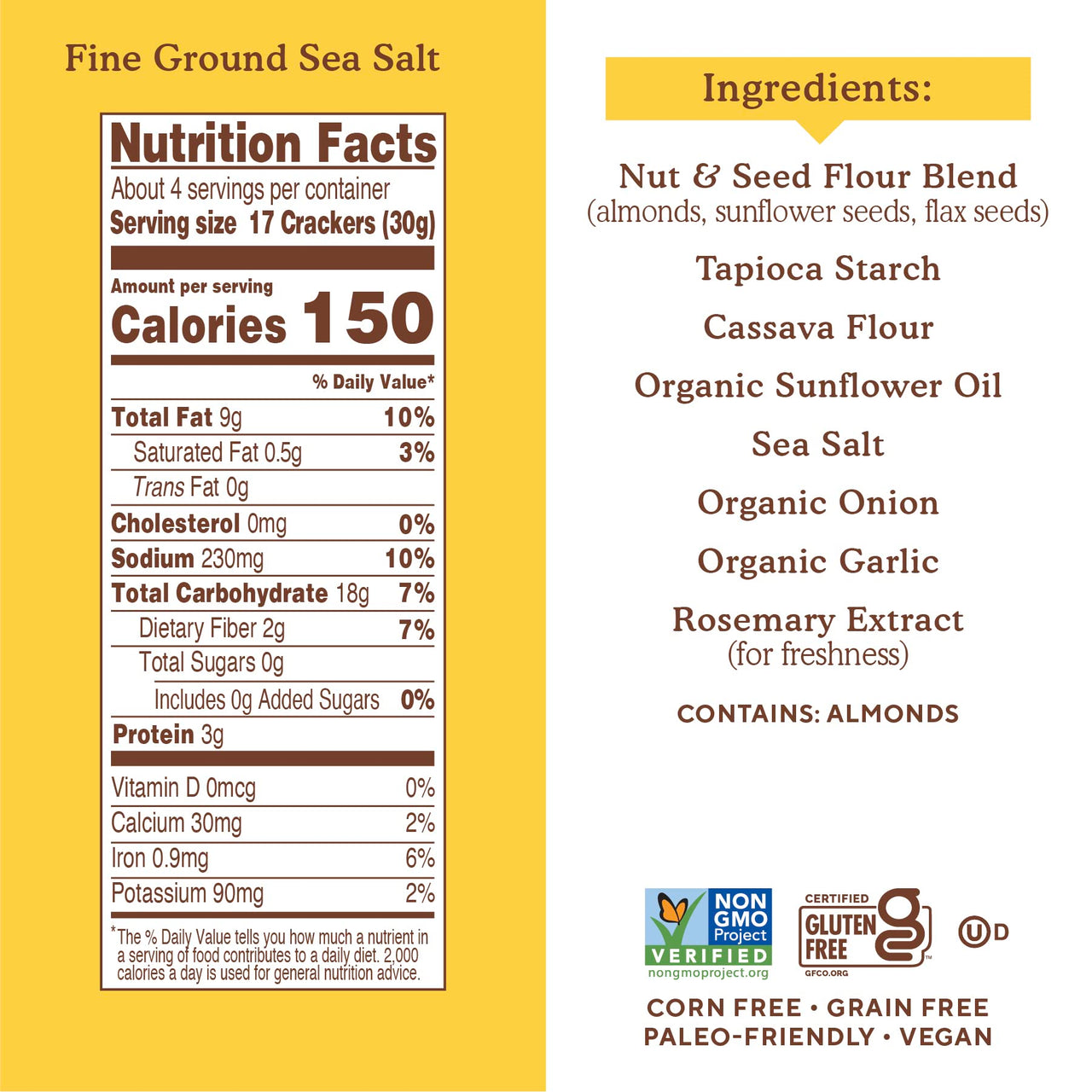 Simple Mills Almond Flour Crackers, Fine Ground Sea Salt Snack Packs - Gluten Free, Vegan, Healthy Snacks, 4.9 Ounce (Pack of 1)