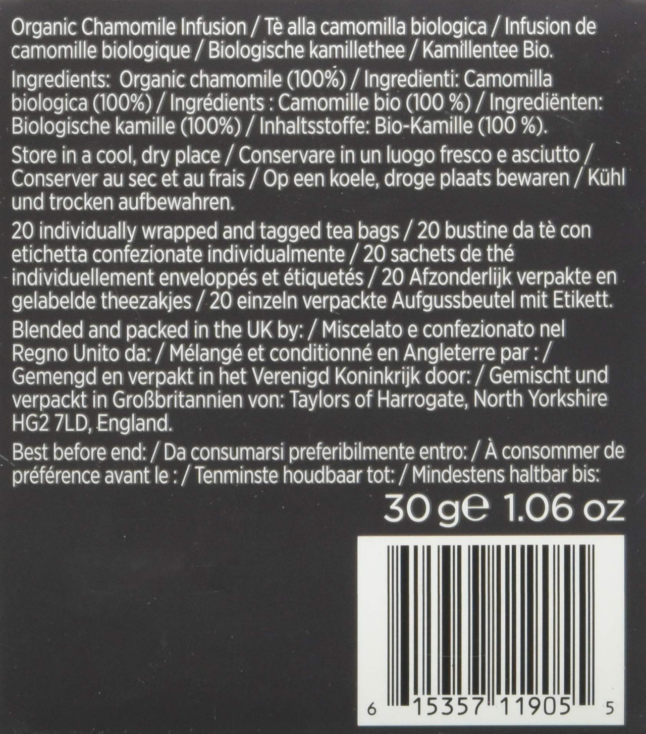 Taylors of Harrogate Organic Chamomile Herbal Tea, 20 Teabags
