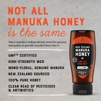 Nature Nate's  Manuka Honey UMF Certified 10+ | MGO 263+ - New Zealand Manuka Honey - All-Natural Sweetener, 13.2 oz Squeeze Bottle