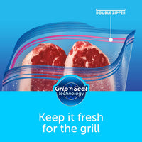 Ziploc Two Gallon Food Storage Freezer Bags, Grip 'n Seal Technology for Easier Grip, Open, and Close, 10 Count Clear