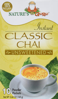 Nature's  Guru Instant Classic Chai Tea Drink Mix Unsweetened 10 Count Single Serve On-the-Go Drink Packets