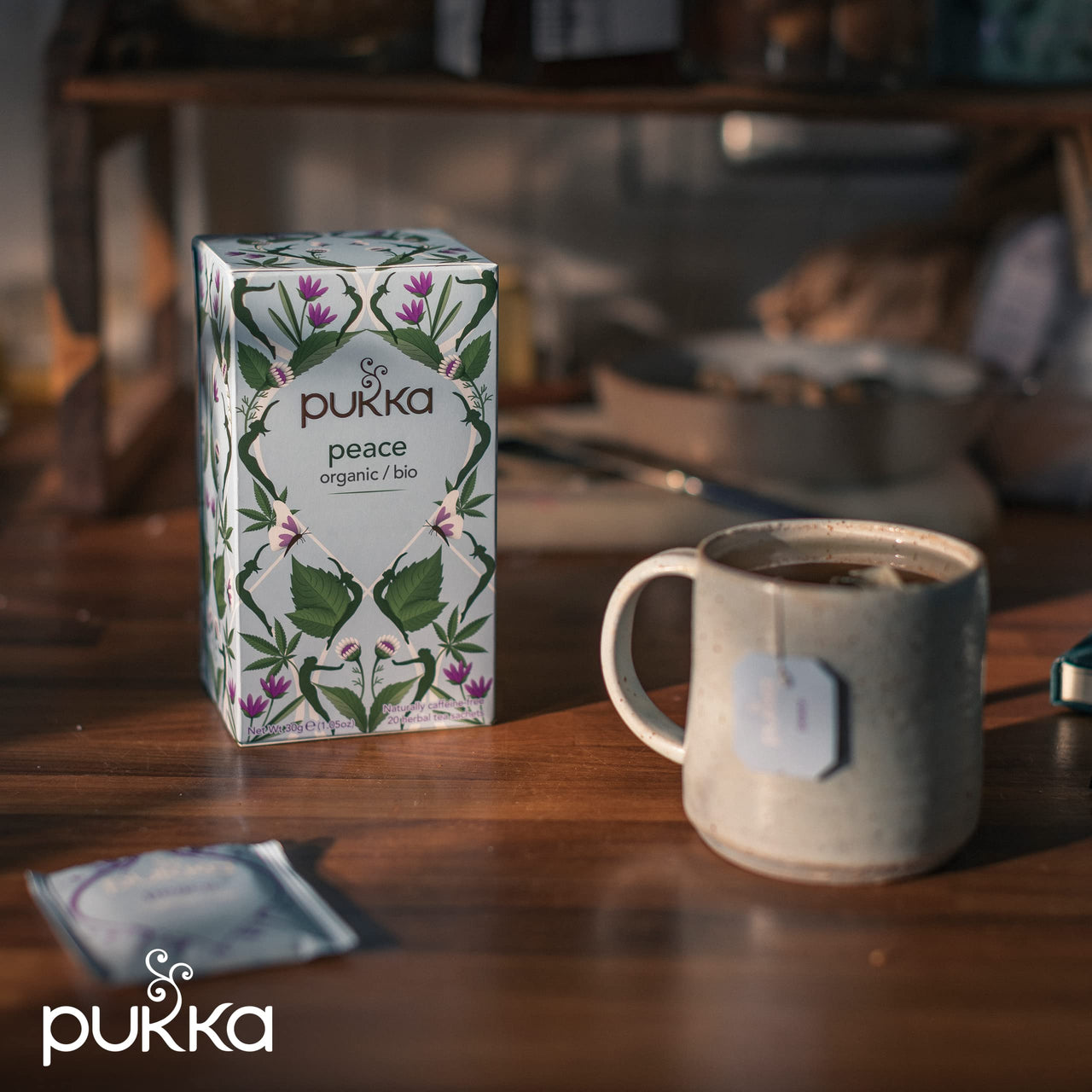 Pukka Organic Tea Bags, Peace Herbal Tea with Spearmint, Ashwagandha, and Hemp Seed Oil, Perfect for Balanced Tranquility, 20 Count (Pack of 3), 60 Tea Bags