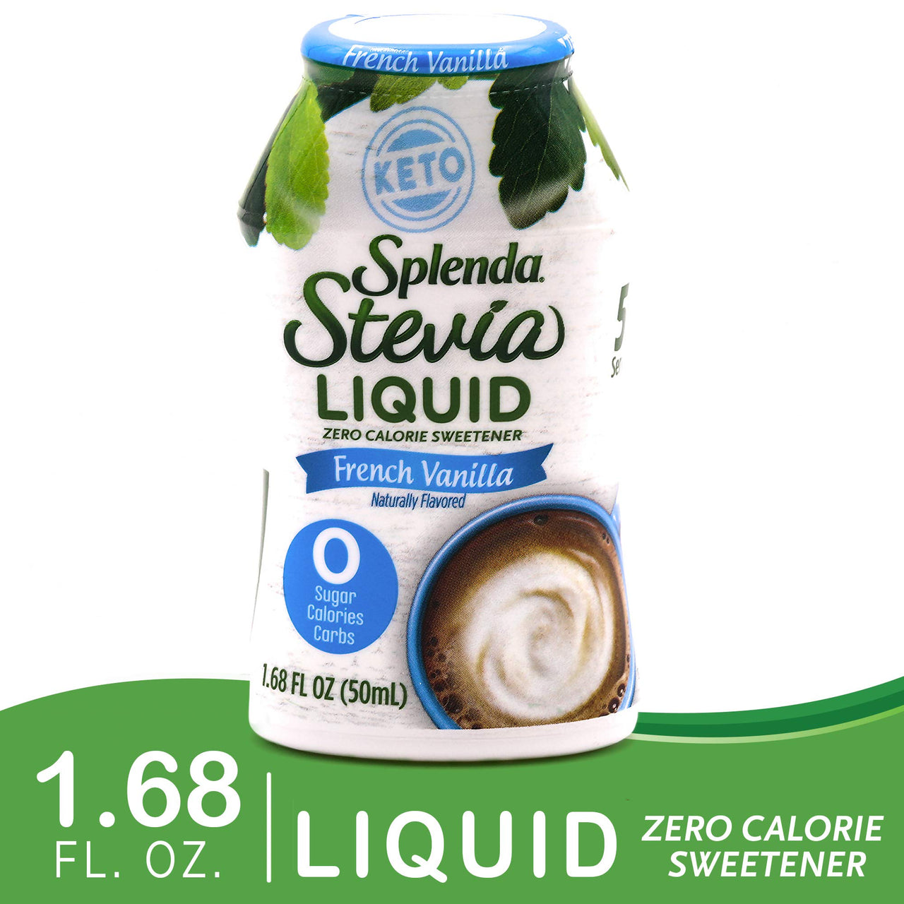 SPLENDA STEVIA LIQUID, French Vanilla Zero Calorie Sweetener Drops, 1.68 Fl Oz (Pack of 1)