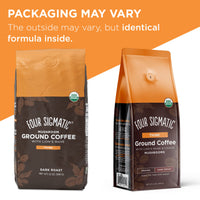 Organic Ground Mushroom Coffee by Four Sigmatic | Dark Roast, Fair Trade Gourmet Coffee with Lion's  Mane, Chaga & Mushroom Powder | Immune Boosting Coffee for Focus & Immune Support | 12oz Bag