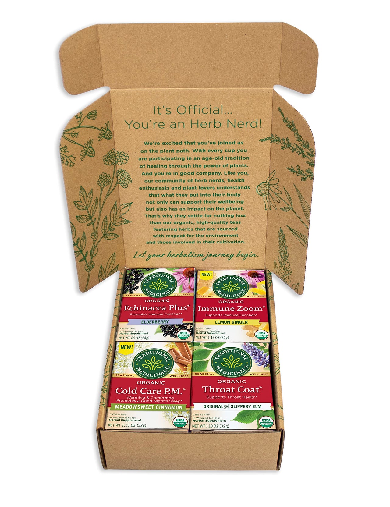 Traditional Medicinals  Get Well Gift Box (4 Pack)  Organic Herbal Tea Variety Pack for Immune Support and Seasonal Care  Caffeine Free - 64 Tea Bags