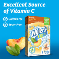 Wyler's  Light Singles To Go Powder Packets, Water Drink Mix, 96 Single Servings, Peach Iced Tea, 7 Ounce (Pack of 12), 5.64 Ounce