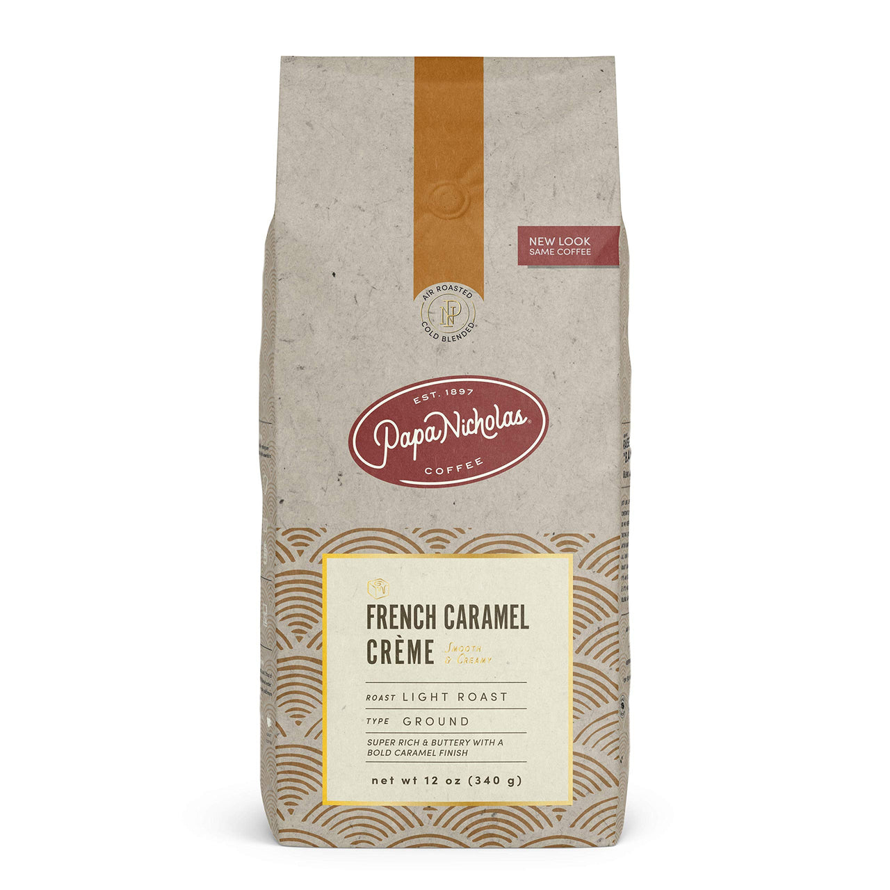 PapaNicholas Coffee Ground Coffee, French Caramel Creme, 12 Ounce