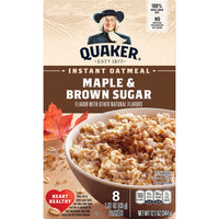 Quaker Instant Oatmeal, Maple & Brown Sugar, 1.51 Oz (Pack of 8)