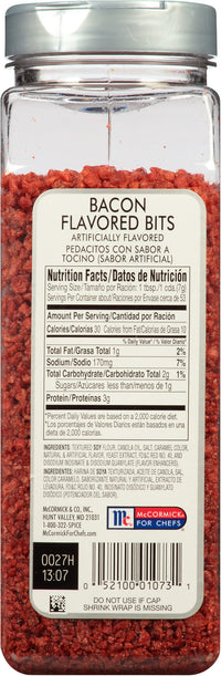 McCormick Culinary Bacon Flavored Bits, 13 oz - One 13 Ounce Container of Bacon Bits to Sprinkle on Salads, Soups, Vegetables, Breakfast Bowls and More