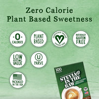 Stevia In The Raw, Plant Based Zero Calorie, No Erythritol, Sugar Substitute, Sugar-Free Sweetener for Coffee, Hot & Cold Drinks, Suitable For Diabetics, Vegan, Gluten-Free, 100Count Packets (1 Pack)