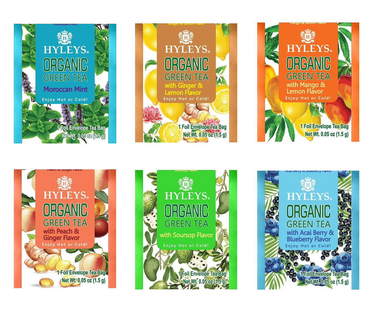 HYLEYS Tea Organic Green Tea Assorted Collection - 84 Tea Bags