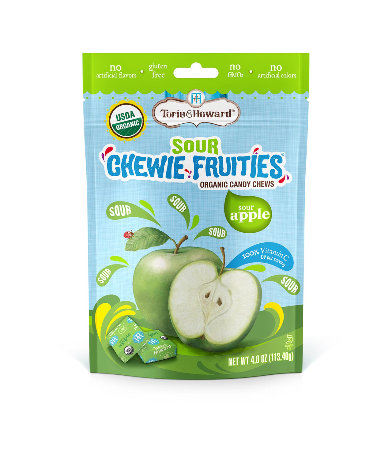 Torie and Howard Chewie Fruities, Sour Apple, 4 Ounce