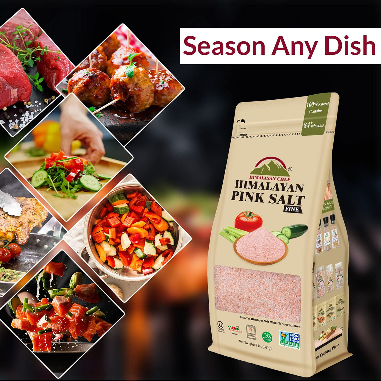 Himalayan Chef Pink Salt Fine, 2 Pounds (Pack of 1)