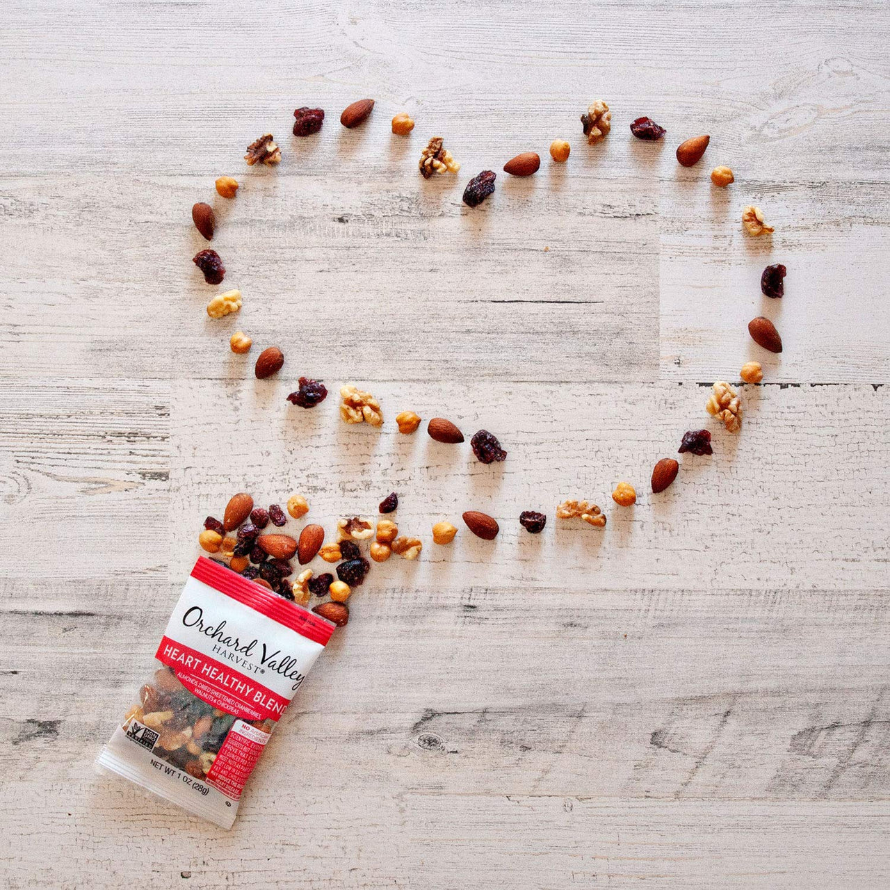 Orchard Valley Harvest Heart Healthy Blend, 1 Ounce Bags (Pack of 15), Almonds, Cranberries, Walnuts, and Chickpeas, Gluten Free, Non-GMO, No Artificial Ingredients