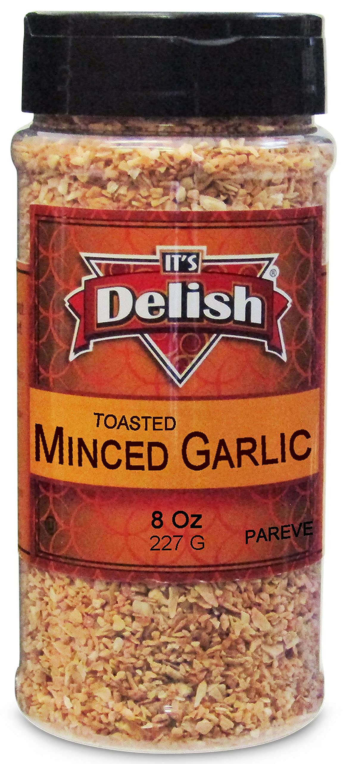 It's  Delish Minced Garlic by Its Delish, 8 Oz Medium Jar  Premium Fresh Dry Roasted Chopped Garlic for Cooking, Baking, Topping  No Preservatives, No Artificial Flavor Added, Certified Kosher