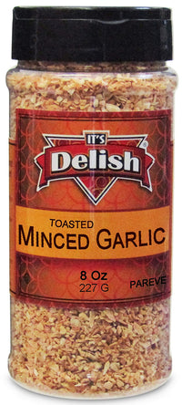 It's  Delish Minced Garlic by Its Delish, 8 Oz Medium Jar  Premium Fresh Dry Roasted Chopped Garlic for Cooking, Baking, Topping  No Preservatives, No Artificial Flavor Added, Certified Kosher