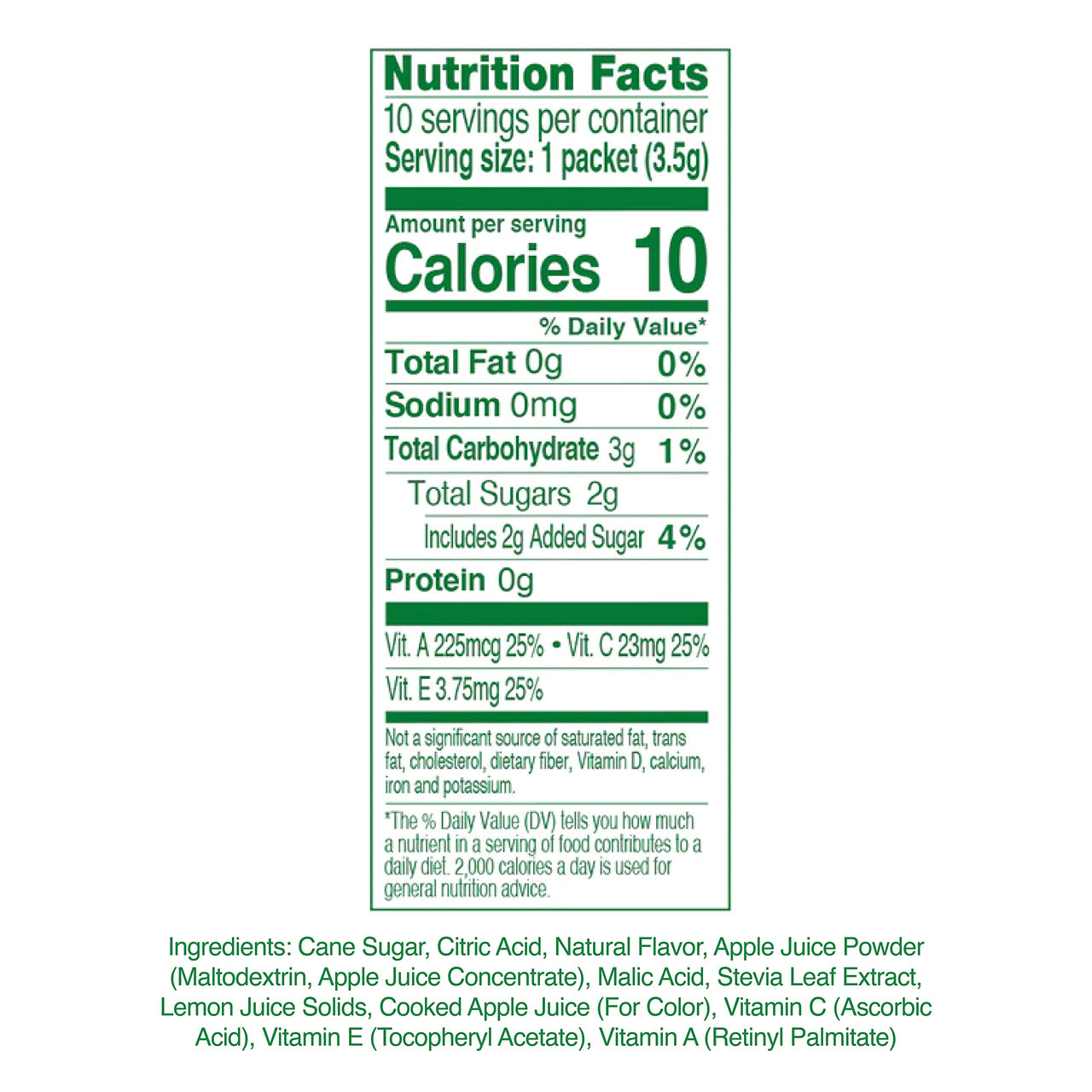 TRUE LEMON KIDS Crisp Apple (10 Packets) - Hydration for Kids - No Preservatives, No Artificial Flavors, No Artificial Sweeteners - Low Sugar Water Flavoring - Drink Mix for Kids - Kids Juice Powdered Drink Mix