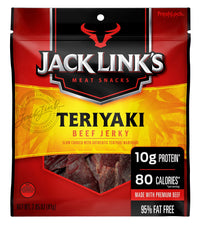 Jack Link's  Beef Jerky, Teriyaki Flavor, 2.85 Oz - Flavorful Meat Snack, 10g Of Protein And 80 Calories, Made With Premium Beef - 95 Percent Fat Free, No Added MSG Or Nitrates/Nitrites