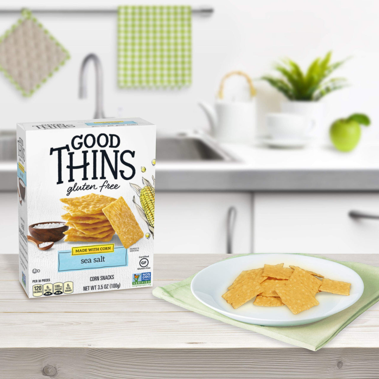 Good Thins Sea Salt Corn Snacks Gluten Free Crackers, 3.5 oz