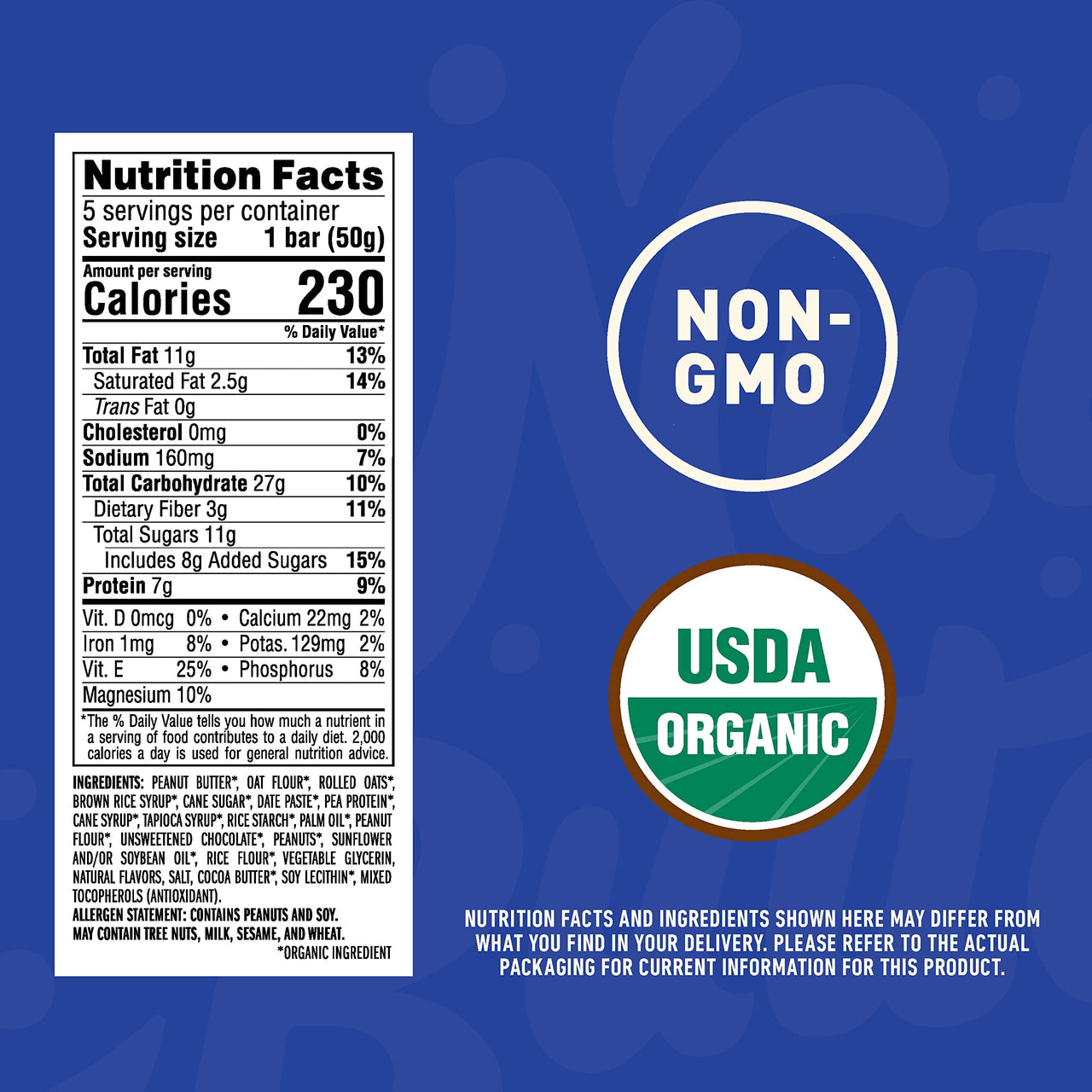 CLIF Nut Butter Bar - Organic Snack Bars - Chocolate Chip Peanut Butter - Organic - Plant Protein - Non-GMO (1.76 Ounce Protein Snack Bars, 5 Count)