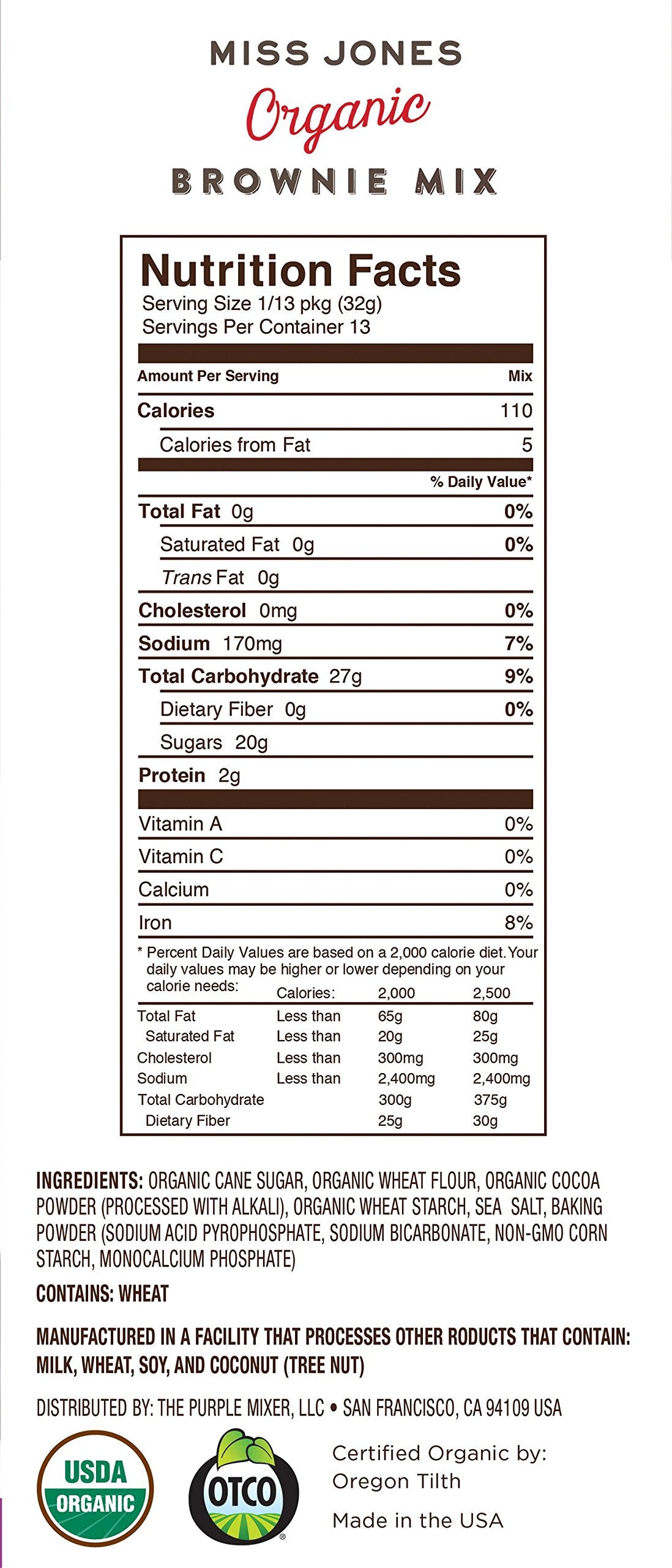 Miss Jones Baking Organic Fudge Brownie Mix, Non-GMO, Vegan-Friendly: Rich Cocoa (Pack of 1)