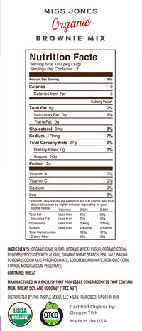 Miss Jones Baking Organic Fudge Brownie Mix, Non-GMO, Vegan-Friendly: Rich Cocoa (Pack of 1)