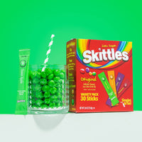 Skittles Singles To Go Variety Pack, Powdered Drink Mix, Zero Sugar, Low Calorie, Includes 4 Flavors: Green Apple, Strawberry, Grape, Orange, 1 Box (30 Single Servings)