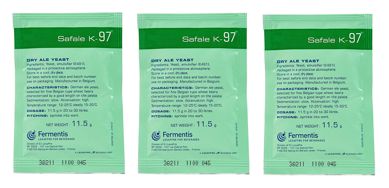 North Mountain Supply - FT-97-3 Fermentis SafAle K-97 Beer/Ale Yeast - Pack of 3 - With Freshness Guarantee