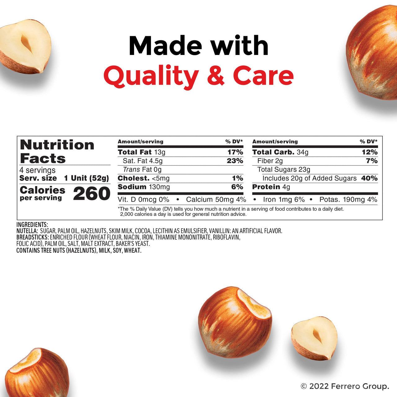 Nutella & GO! Hazelnut And Cocoa Spread With Breadsticks, Snack Pack, Easter Basket Stuffers, 1.8 oz each, 4 Pack