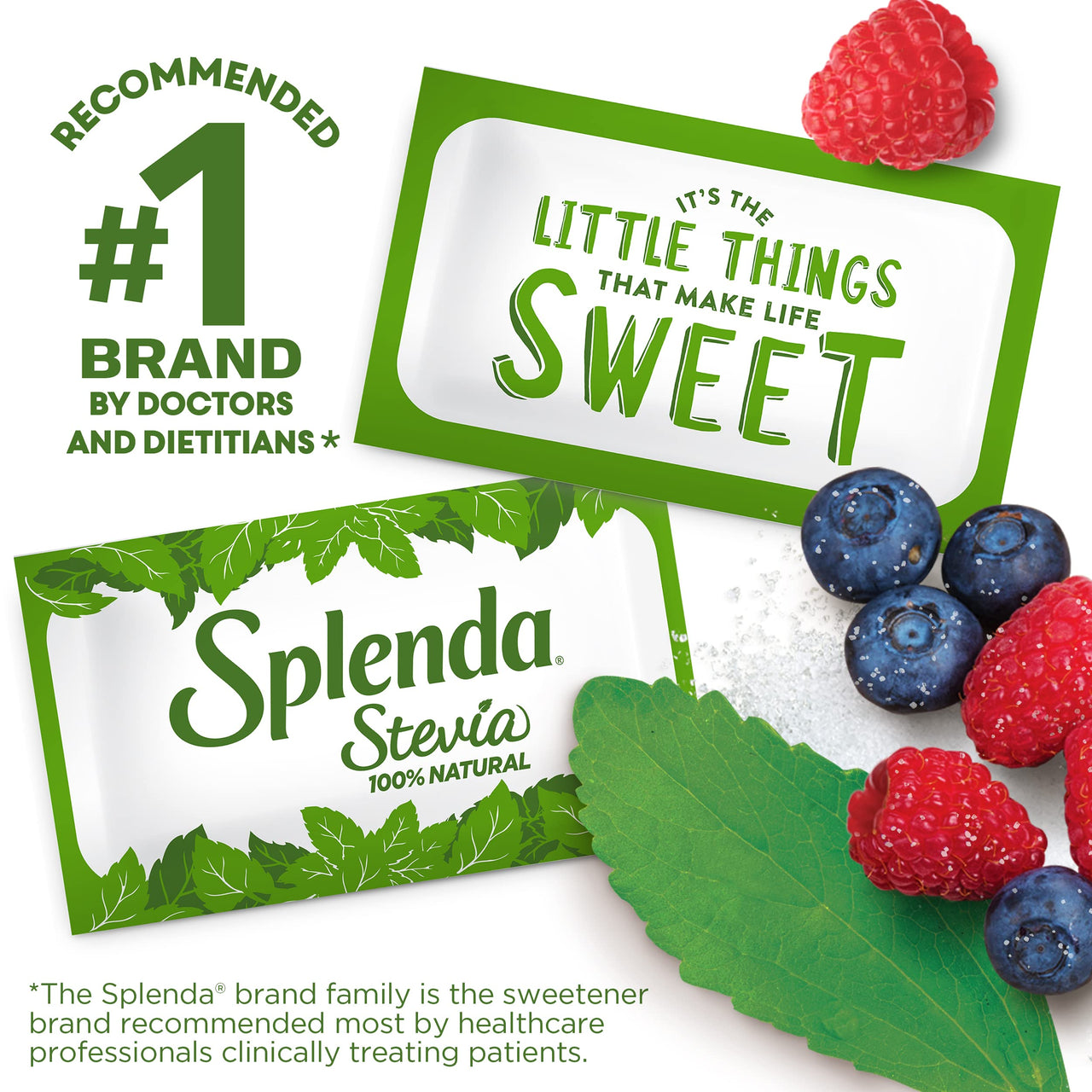 SPLENDA Stevia Zero Calorie Sweetener, Plant Based Sugar Substitute Granulated Powder, Single Serve Packets, 140 Count
