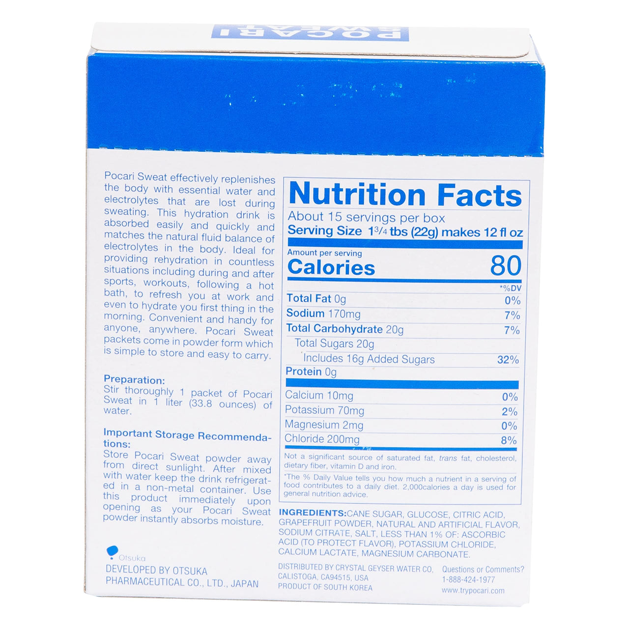 Pocari Sweat Powder - 1 Box, 5 Packets, Now in the USA, Restore the Water and Electrolytes, Hydration That is Smarter Than Water, Japan's  Favorite Hydration Drink (40407)