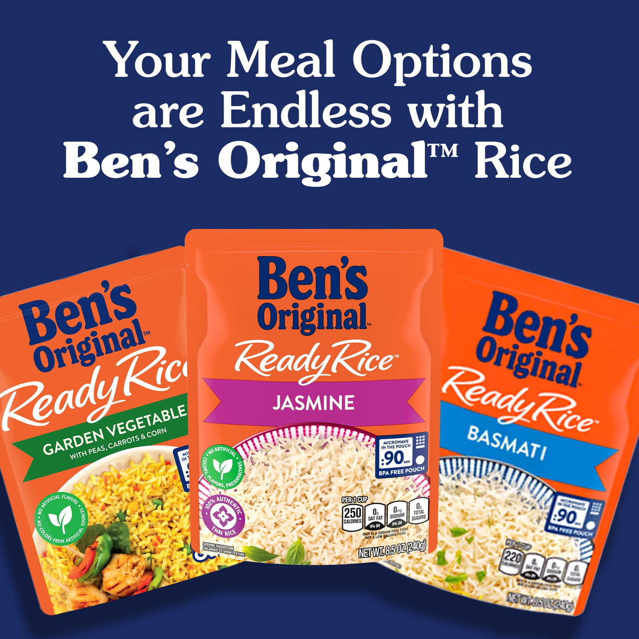 BEN's ORIGINAL Ready Rice Basmati Rice, Easy Side Dish, 8.5 oz Pouch