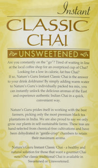 Nature's  Guru Instant Classic Chai Tea Drink Mix Unsweetened 10 Count Single Serve On-the-Go Drink Packets
