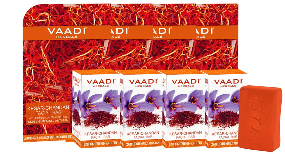 Vaadi Herbals Value Kesar Chandan Facial Bars with Extract of Orange Peel, 25gm x 4