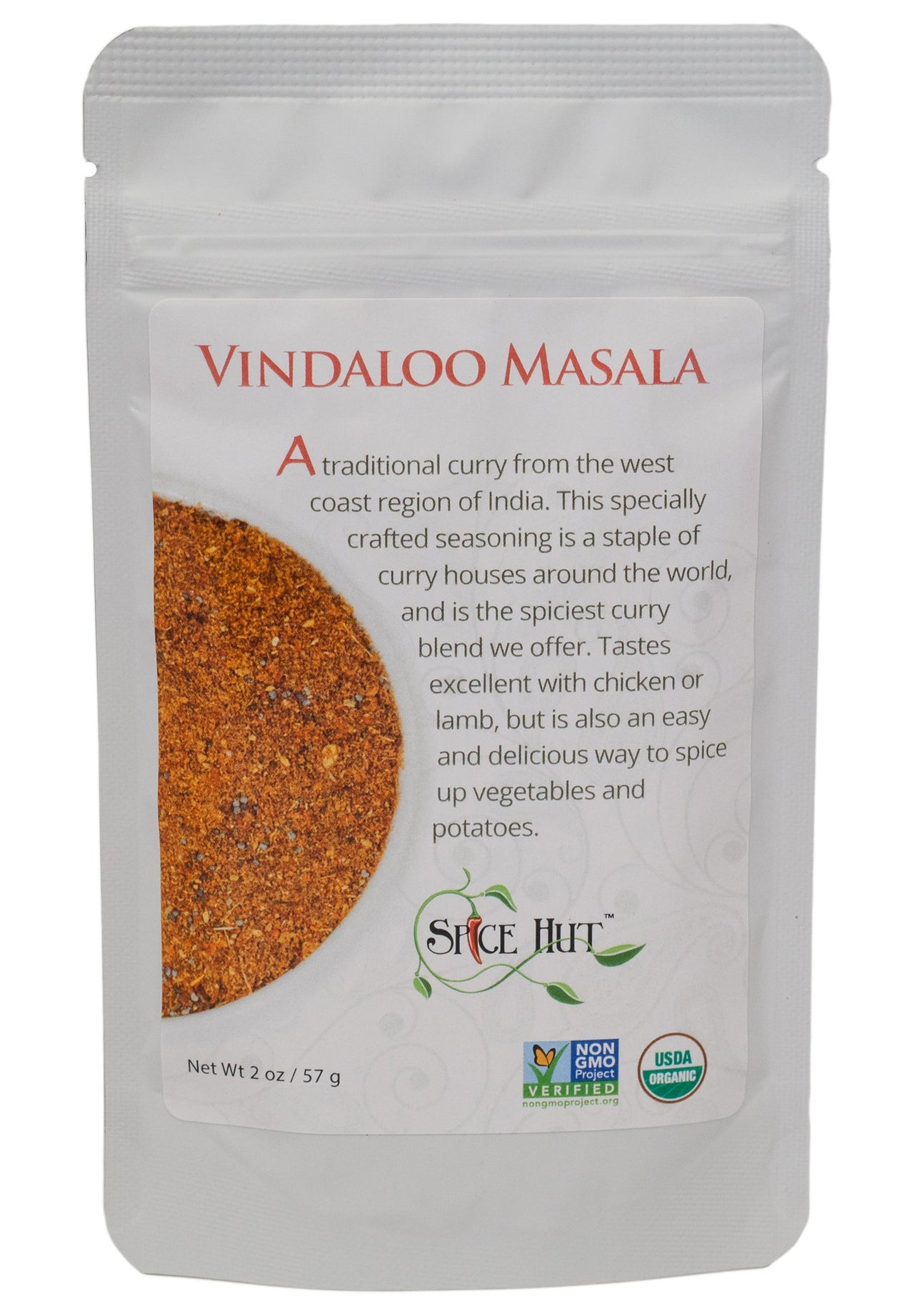 The Spice Hut Organic Vindaloo Masala Seasoning, Quick & Easy Spice Blend for Indian Cooking, 2 oz