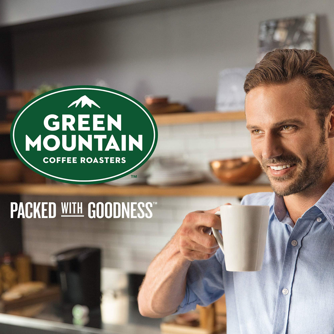 Green Mountain Coffee Half Caff Keurig Single-Serve K Cup Pods, Medium Roast Coffee, Bagged 12oz., Half Caff, 12 Oz