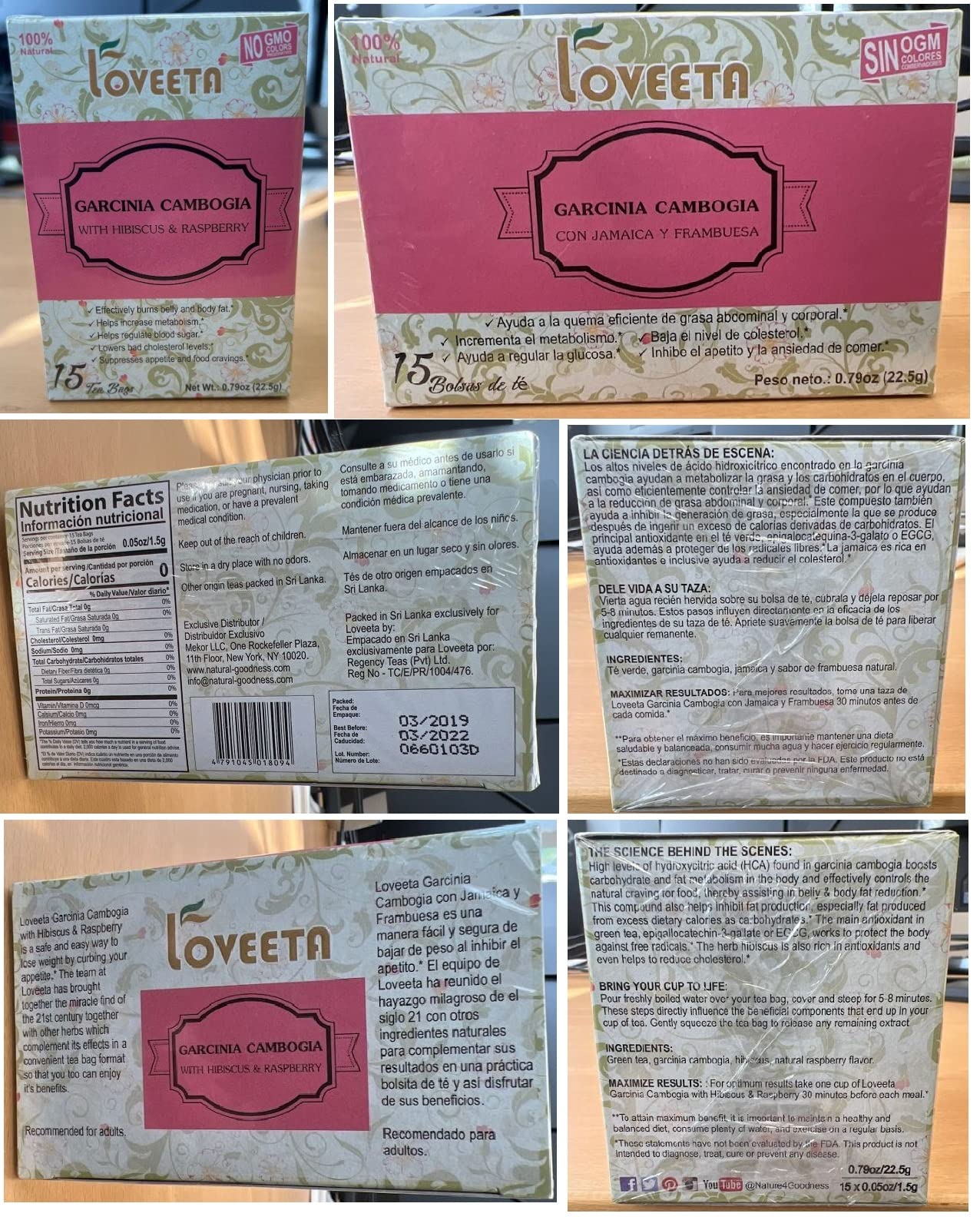 Loveeta Wellness Garcinia Cambogia Tea Raspberry & Hibiscus - 15 Tea Bags (Gmo Free, Gluten Free, Dairy Free, Sugar Free & 100% Natural)