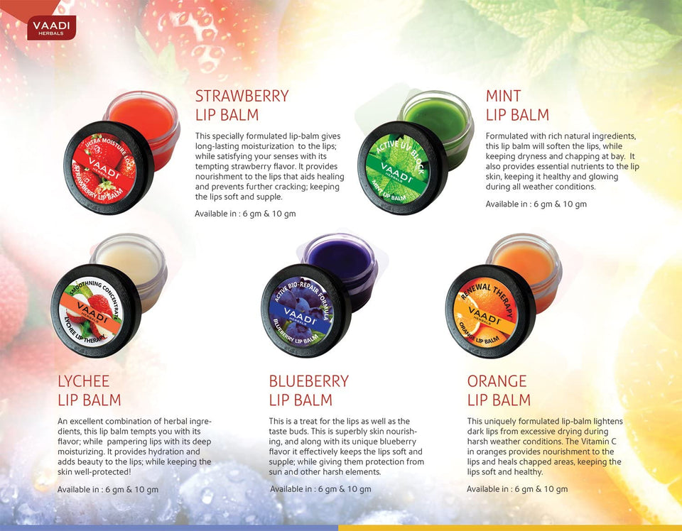 Lip Balm Ultra Moisturizer Lock Strawberry & Honey Flavor All Natural Pack of 8 X 10 Gms(0.35 Ounces) in Tin - Vaadi Herbals