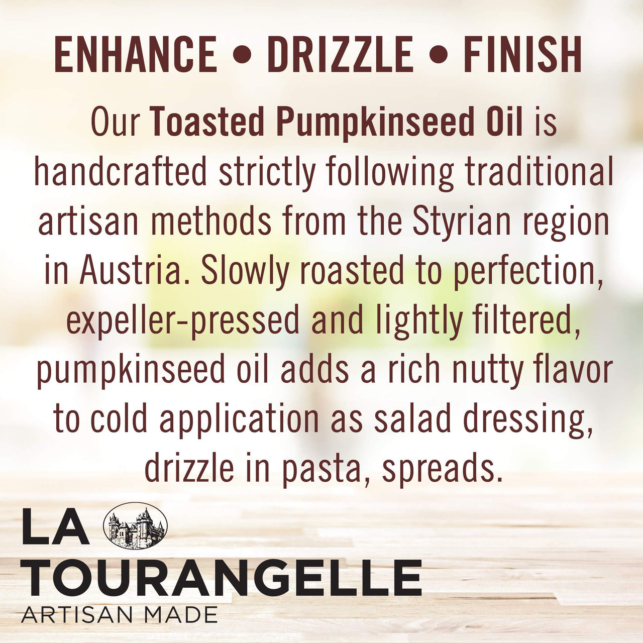 La Tourangelle, Toasted Pumpkin Seed Oil, Great for Cooking, Salad Dressings, Pastas, and Spreads - Health and Beauty Oil, 8.45 fl oz